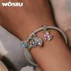 WOSTU 925 Sterling Silver Halloween Gift Skull & Heart Pendant Luminous Witch Charms Evil Eye Candy Beads Fit Bracelet DIY Neckace