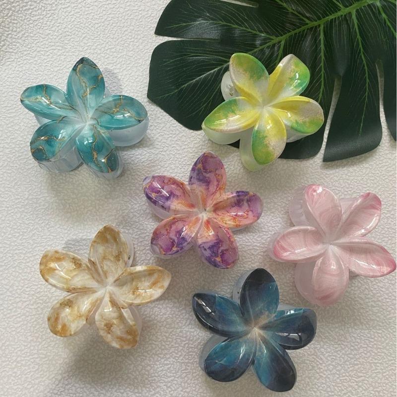 Smudge Frangipani Haarspange Damen Bunt Vielseitig Haifisch-Klammern Einfache Haaraccessoires