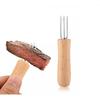 Corn Holders Stainless Steel with Wood Handle, Corn On The Cob Holders Fruit Forks for Home Cooking and BBQ, Cooking, Picnics, Parties and Camping,