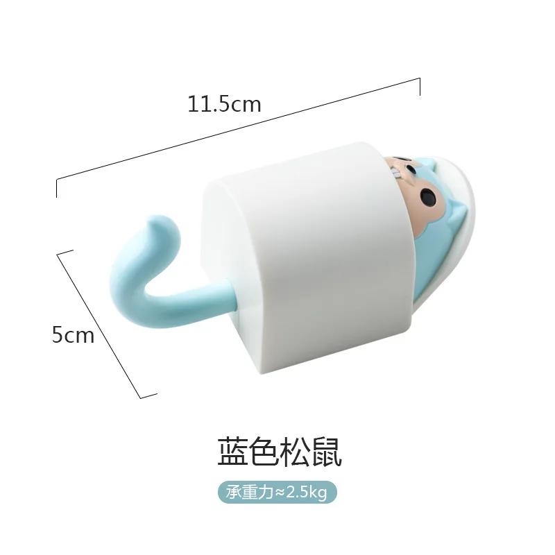 1 Pcs Squirrel Hook Viscose Hook Free Punch Household Cartoon Cute Decorative Door Key Hook Clothes Hook