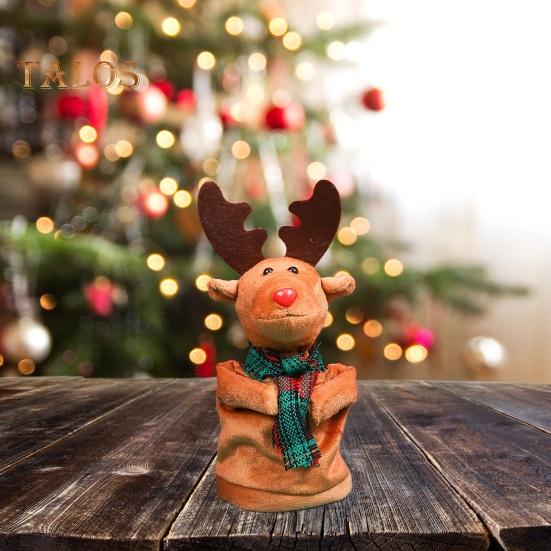 Electric Rotatable Christmas Elk Toy Battery Operated Swinging Singing Dancing Xmas Reindeer Deer Ornament Kids Family Friends Holiday Gift