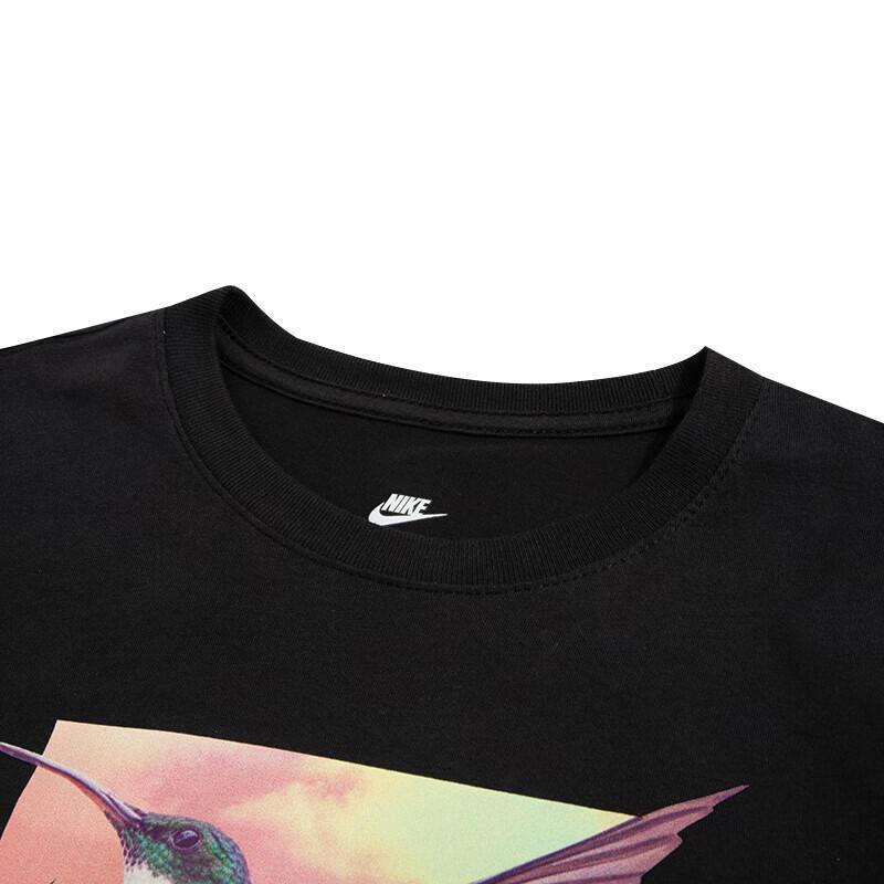 New Nike Sportswear Women's Bird Print Classic Crewneck T-Shirt Black FB8096-010
