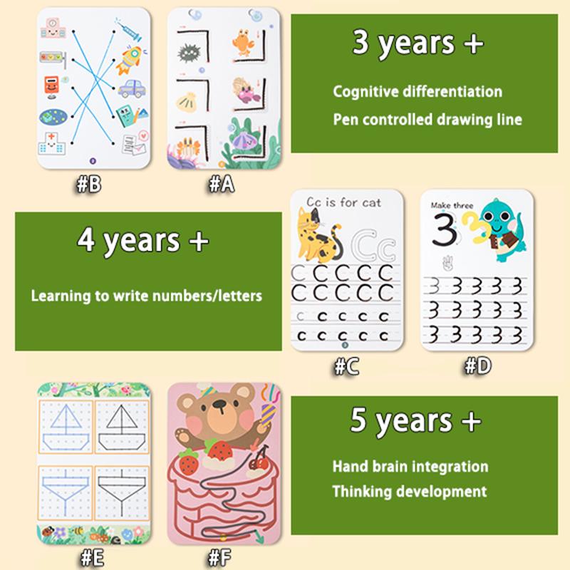 Toddlers Pen Control Books Montessori Learning Toys Tracing Writing Painting Wipe Off Activity Workbook Parish Educational Toys