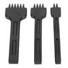 3Pcs 4mm Spacing Prong Chisel Black Alloy Steel 246 Teeth for Round Hole DIY Leather Punching
