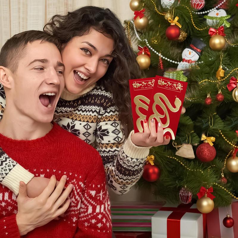 New Year Red Envelopes 10pcs Lunar New Year Lucky Money Bag Hot Stamping Chinese Red Envelopes for Spring Festival And Marriage