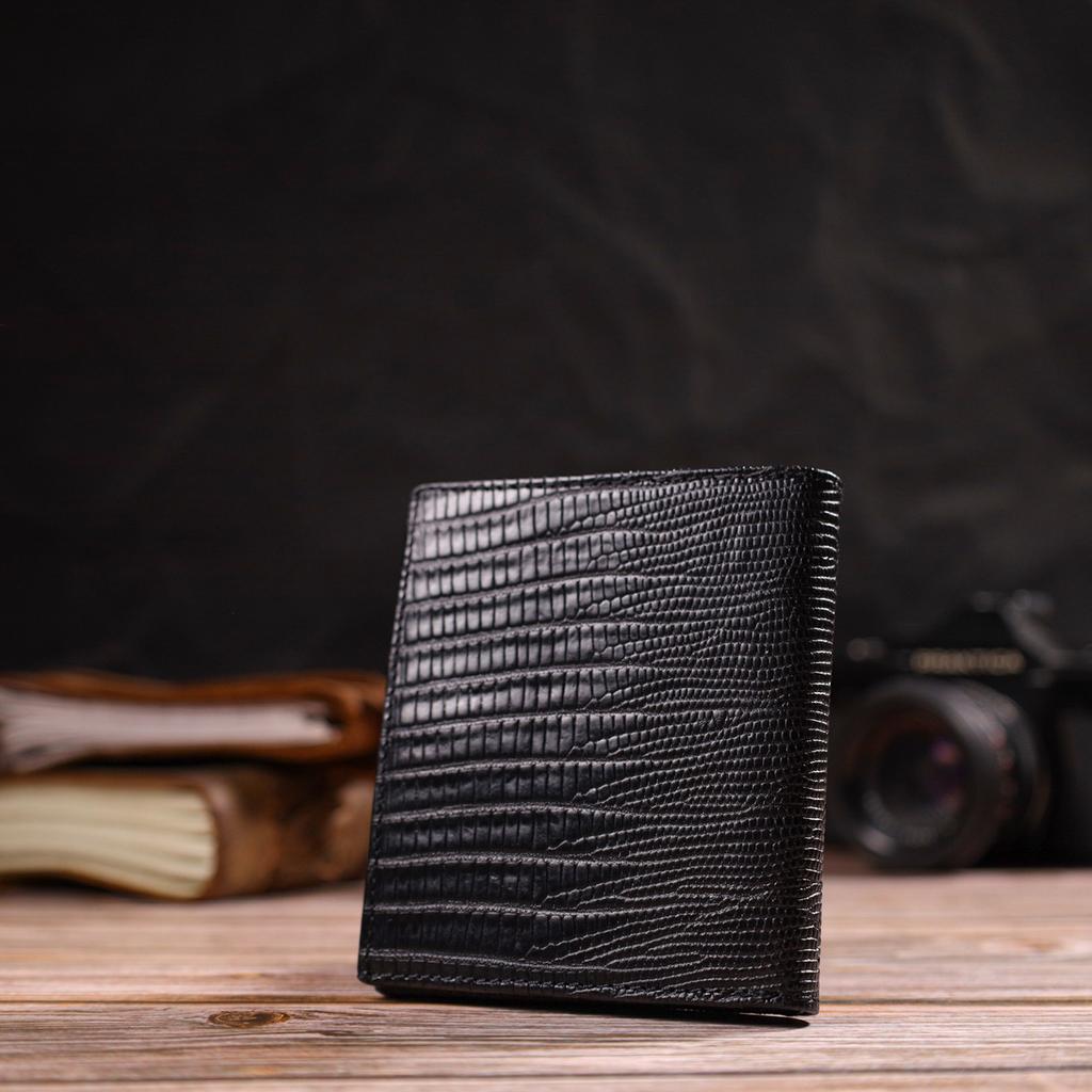 Kožená kompaktní pánská peněženka s ražbou CANPELLINI 21739 Černá