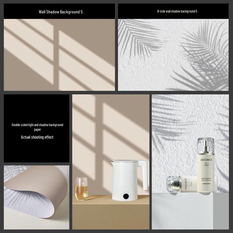 3D Double-Sided Tree Shadow Background Paper for Photography: Minimalist Prop for Cosmetics, Food, and Jewelry Still Life