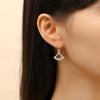 Fan-shaped Small Skirt Stud Earrings Girls Fashion Light Luxury Ins Style Geometric Zircon Earrings