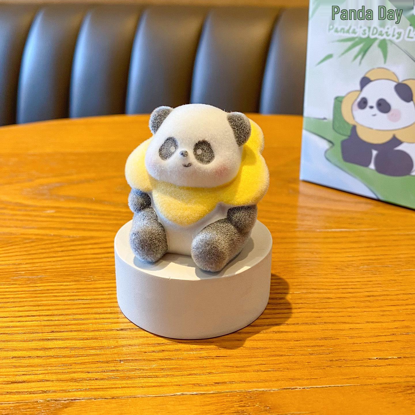 Bamboo-Hugging Panda Figurines for Car & Desktop Decor Color Box Packaging