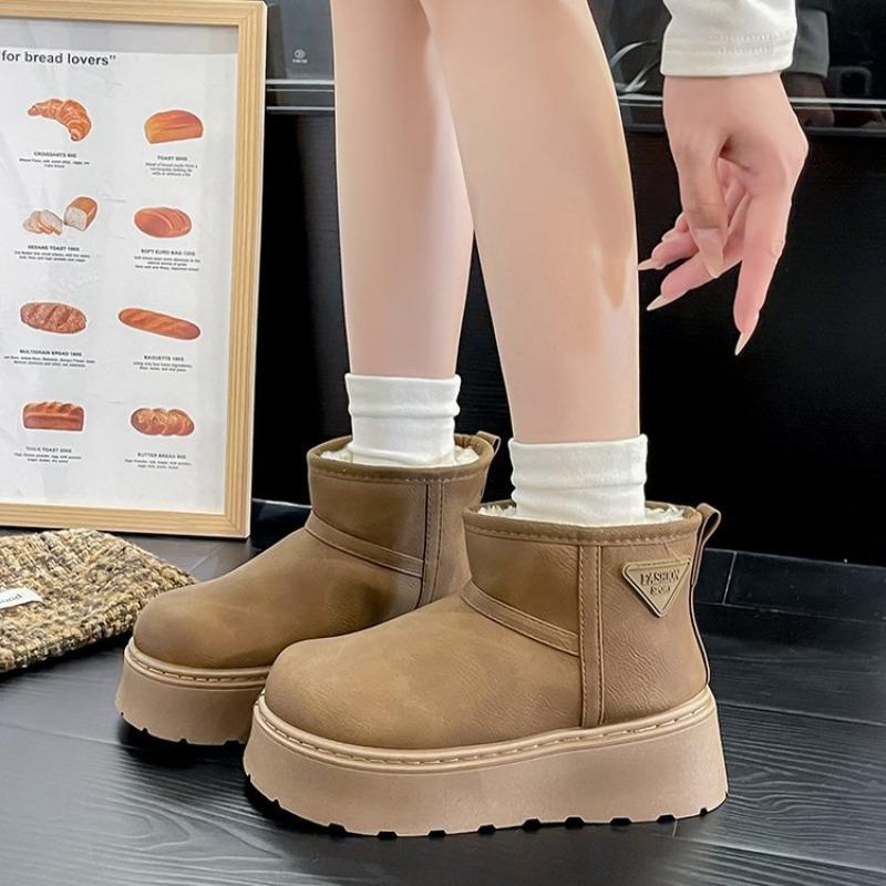 

Winter new thick-soled snow boots women s cotton shoes round head velvet warm foot cotton boots 41 хаки