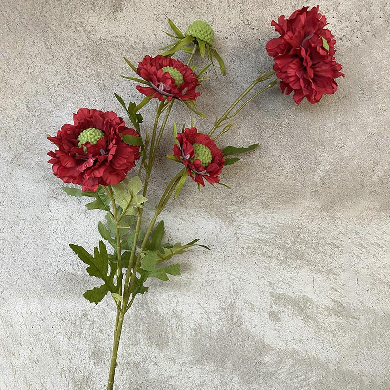 Sweet Scabious Artificial Flower Vase Arrangement For Wedding Decor And Indoor Use