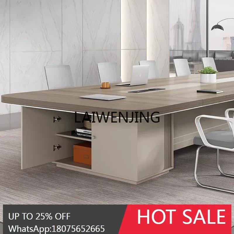 Simple modern rectangular meeting room office furniture large and small meeting table and chair combination