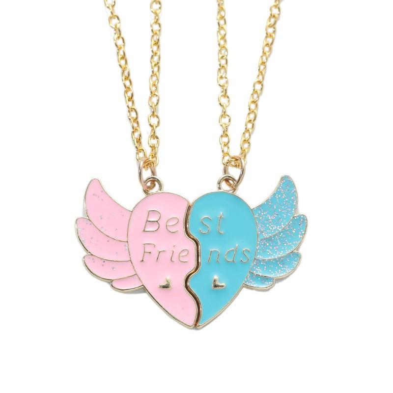 Cross-border New Letters Best Friends Love Stitching Girlfriends Necklace Wing Pendant