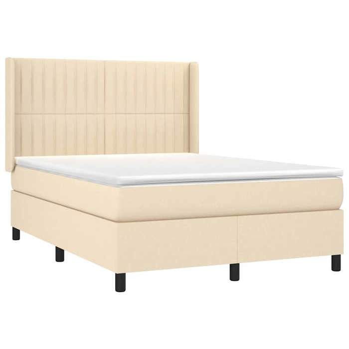 Maison Exclusive - Sommier à lattes de lit avec matelas Crème 140x190 cm Tissu
