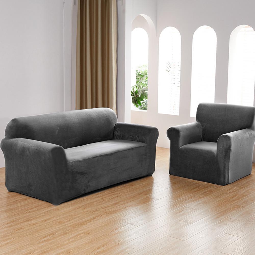 Velvet Sofa Cover Stretch Full Protection Dustproof Elastic Sofa Protector