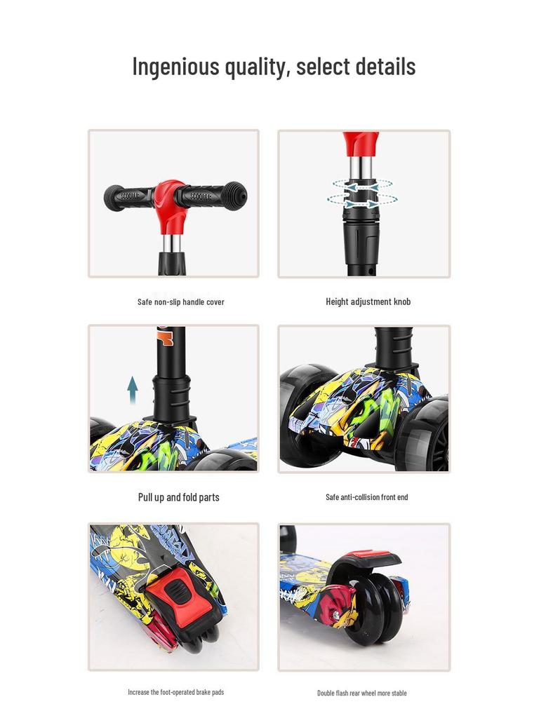 Kinder-Klapproller mit blinkenden Rädern für 2-8 Jahre