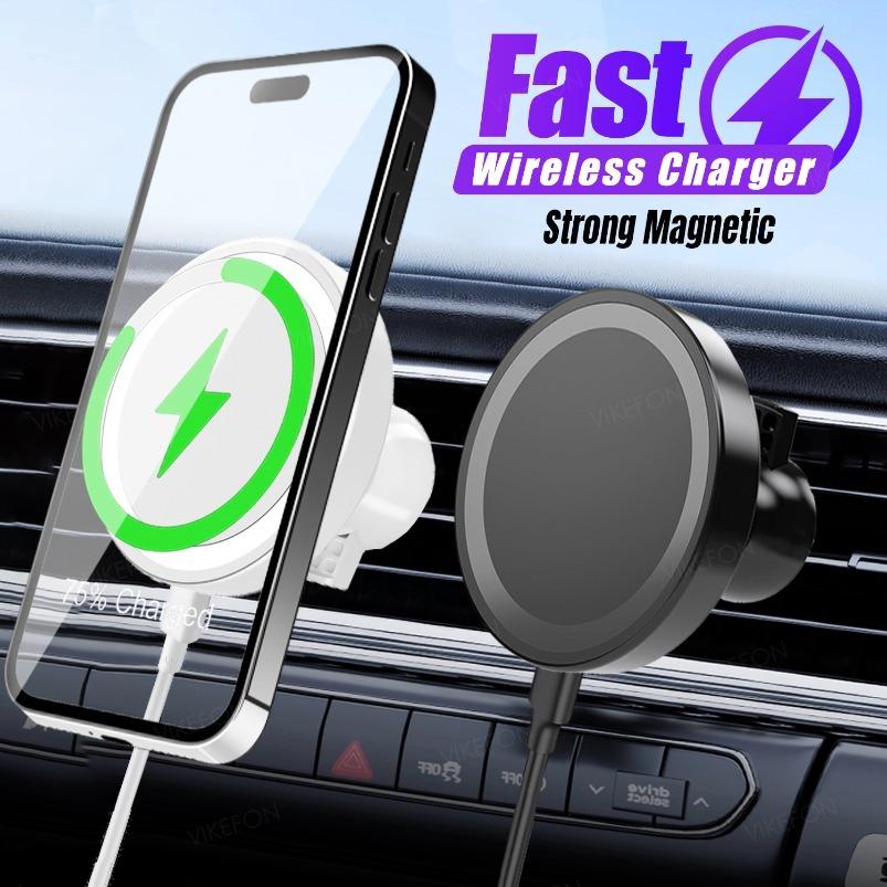 Car Magnetic Air Vent Phone Holder Wireless Charger Stand For Magsafe iPhone 16 15 14 13 12 Pro Max Cell Fast Charging Station