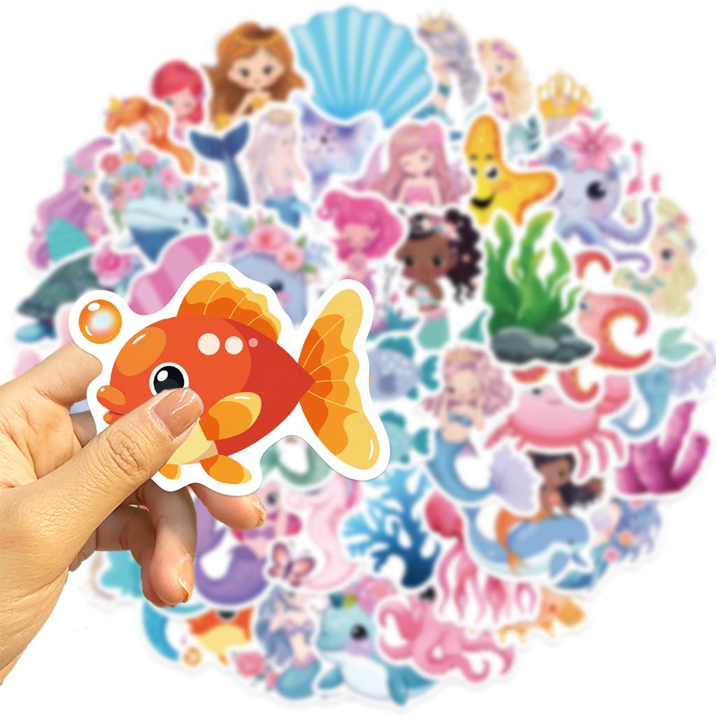50Pcs Little Mermaid Stickers for phone Laptop, Cups, Water Bottles