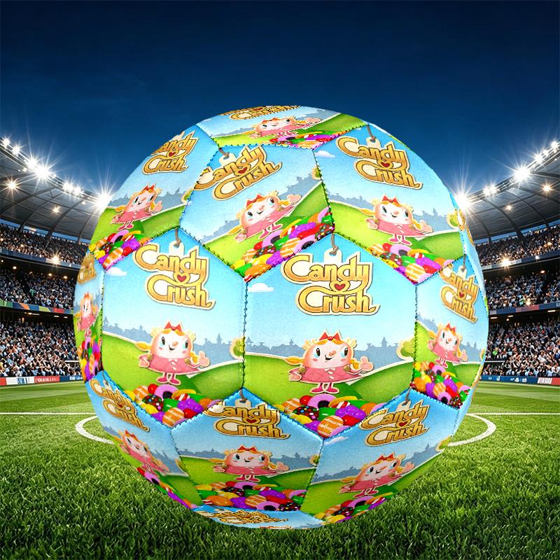 Candy Crush Saga Print Size 5 Soccer Ball, PU Wear Resistant Football for Match Training and Daily Practice, Birthday Gift for Soccer Fans