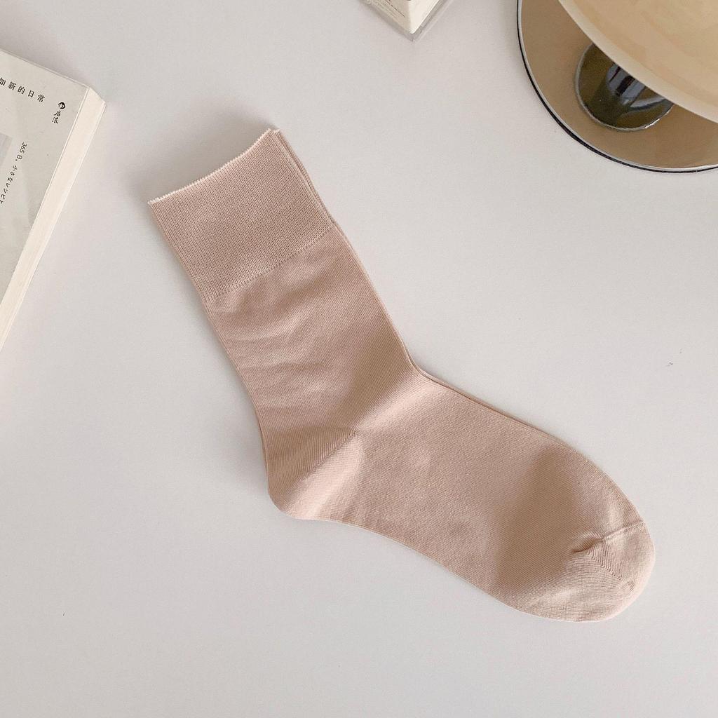 Women's Early Autumn Mid-Calf Seamless Slouch Socks - Japanese Combed Cotton, Solid Color, Postpartum-friendly