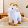Realistic Simulation Goat Plush Toy Soft Stuffed Animal with Curved Horns and Fluffy Fur for Children Gift Home Decoration Collectible