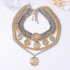 Personality Trend Ladies Geometric Badge Pendant Multi-Layer Chain Necklace Set Hip Hop Punk Style Pendant