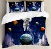 Outer Space Bedding Set Astronaut In The Outer Space With The Planets Globe Satellite Energy Eternity Duvet Cover Pillowcase
