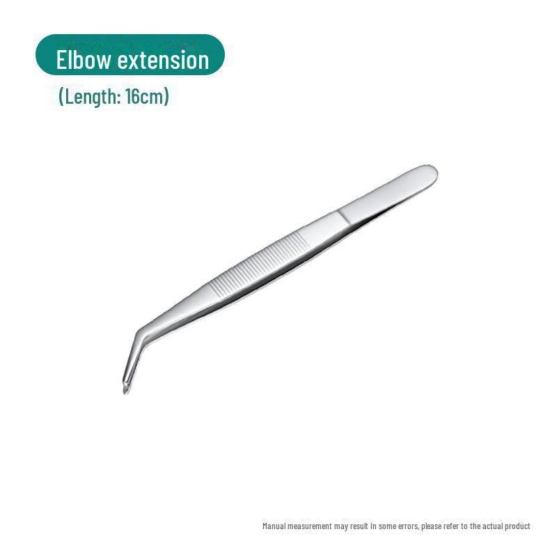 Silver Stainless Steel Non-Slip Tea Tweezers with Extended, Thickened Teeth