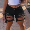Women Elastic Destroyed Hole Leggings Short Pants Denim Shorts Ripped Jeans
