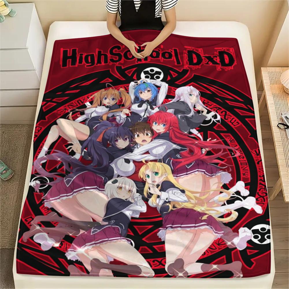 1PC Highschool Dxd Print Flannel Blanket, High Quality Comfortable for All Seasons, Home Decor, Warmth and Comfort, Perfect for Christmas Gifts