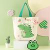 Cartoon Dinosaur Crocodile Canvas Bag - Large Capacity Children's Gift for Daily Use.