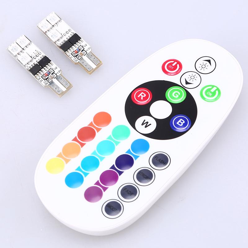

1 Pair T10 5050 SMD 6/12 SMD RGB LED Panel Car Showing the Wide Lights Bulb with Remote Controller DC 12V 6 lights