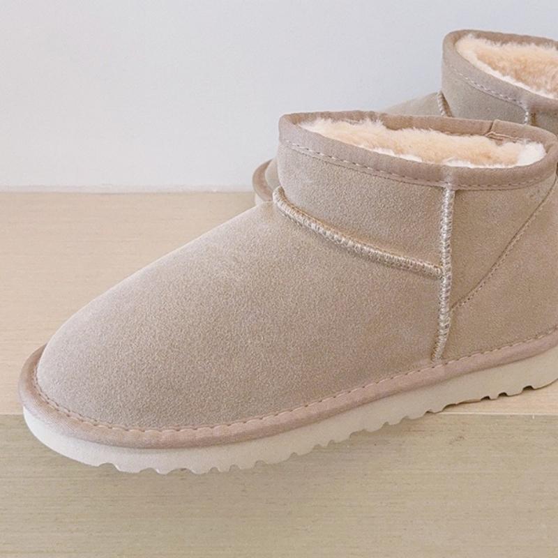 Winter Shoes Classic Women Genuine Cow Leather Snow Boots 2026 New Design Female Super Mini Warm Fur Slippers Man Short Boots
