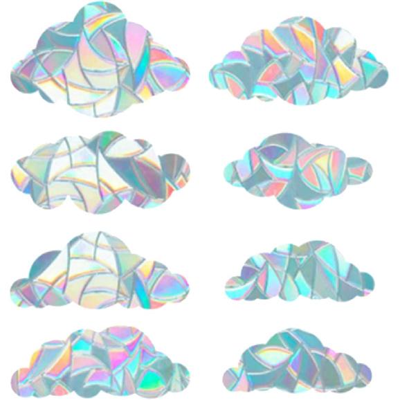 GORGECRAFT 8Pcs Large Rainbow Window Clings 3D Decorative Window Film Cloud Shape Anti-Collision Stickers Door Static Cling for Kitchen Dining Room