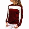 Ladies Fashion Spliced Sports Long Sleeve Round Neck Top