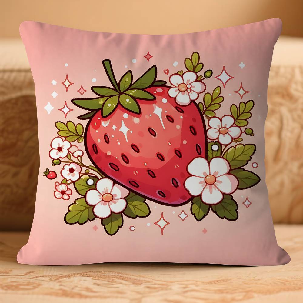 

S-strawberry Cute Kawaii Personalized Pillow Cover Kids Bedroom Wild Party Decor Pillowcase Kid Birthday Shower Gift 16x16Inch