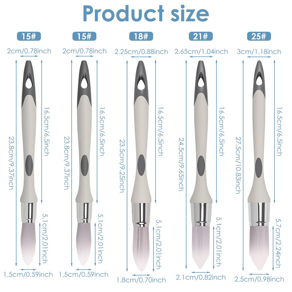 5Pcs Painting Wall Brushing Interior Concealed Edge Trimming Color Separation Paint Brush Edger Tool Handheld Round Paint Brush