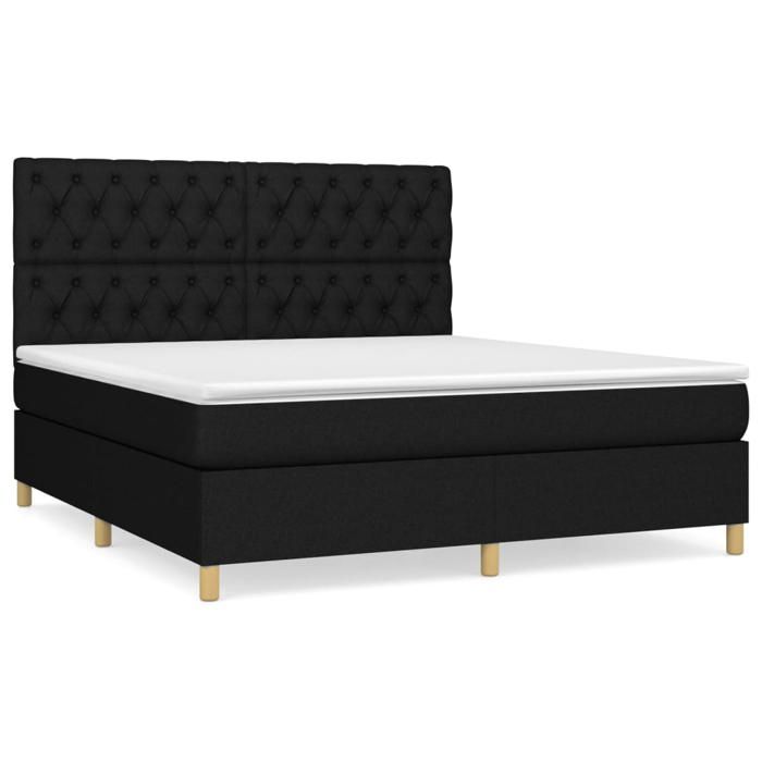 Exclusive House - Bed Slat Base with Mattress Black 160x200 Cm Fabric