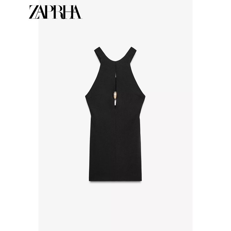 Zaprha 2025 New Arrival Gold Inlaid Minimalist Sleeveless Sexy Silm Mini Dress Short 2298097