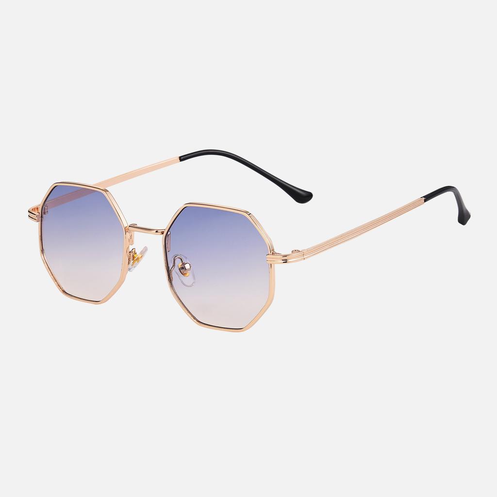 Vintage Cycling Polygon Sunglasses Female Male Black Lenses Brand Round Punk Outdoor Sun Eyeglasses Retro Metal Frames Trendy Shades