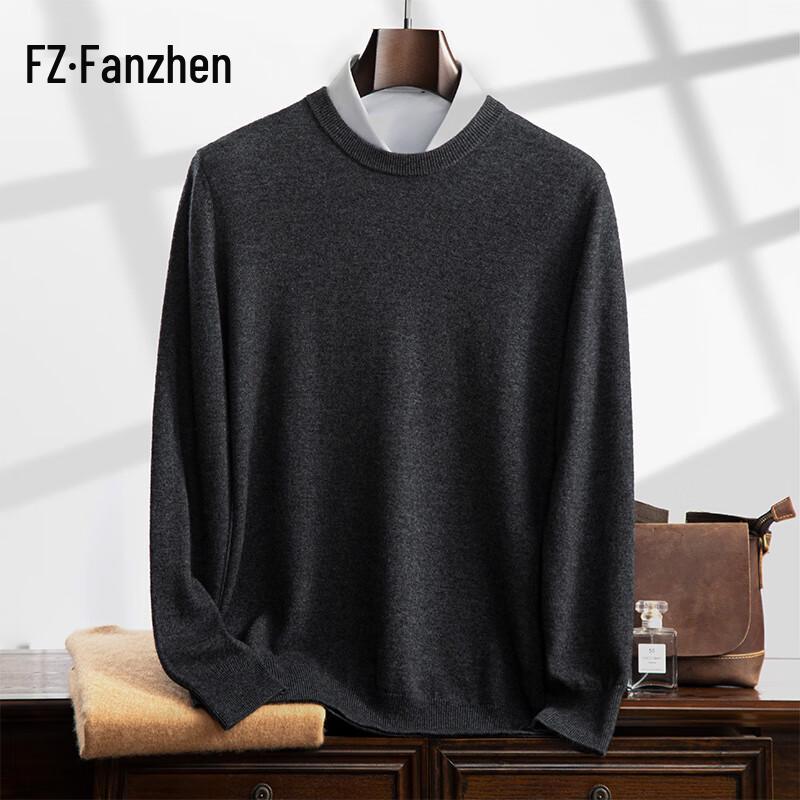 Fanzhen Men's Cashmere Blend Round Neck Sweater
