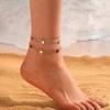 Elegant Four-Leaf Clover & Flower Double Layer Anklet