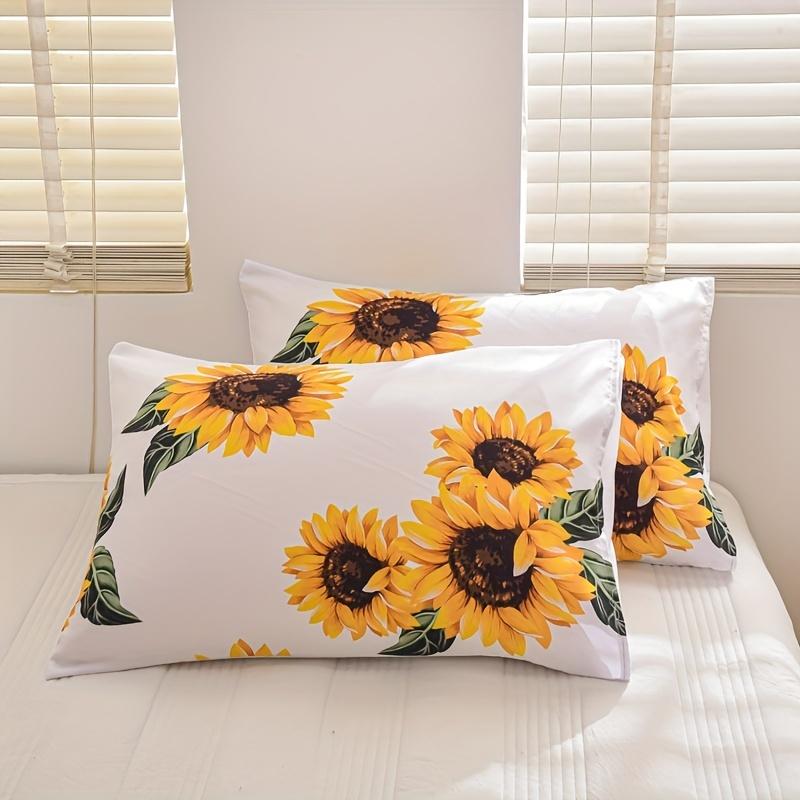 Sunflower Print Soft And Comfortable Duvet Cover Set For Bedroom And Guest Room - Includes 1 Duvet Cover And 2 Pillowcases )