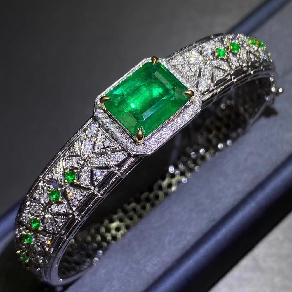 Luxury Emerald Bracelet for Women Double Tone Gold Plated with Micro Pave Diamonds Elegant Jewelry