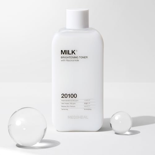 MEDIHEAL OFFICIAL Milk Brightening Toner (NEW) VER.2 300ml, Niacinamide and Glutathione for a radiant complexion, moisturizing formula, and a moisturi