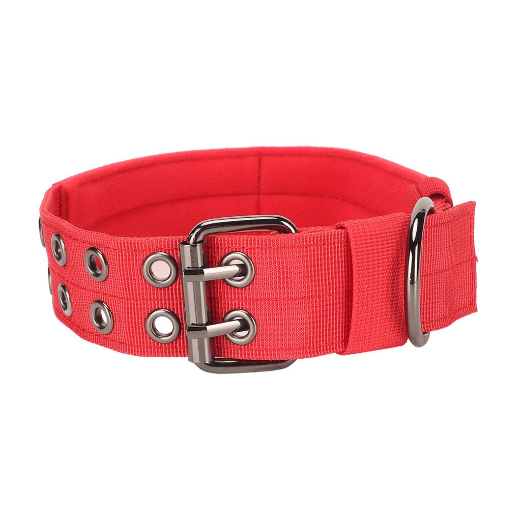 Dog Collar Lightweight Breathable Adjustable Heavy Duty Nylon Collar for Medium Large Dogs Training Red