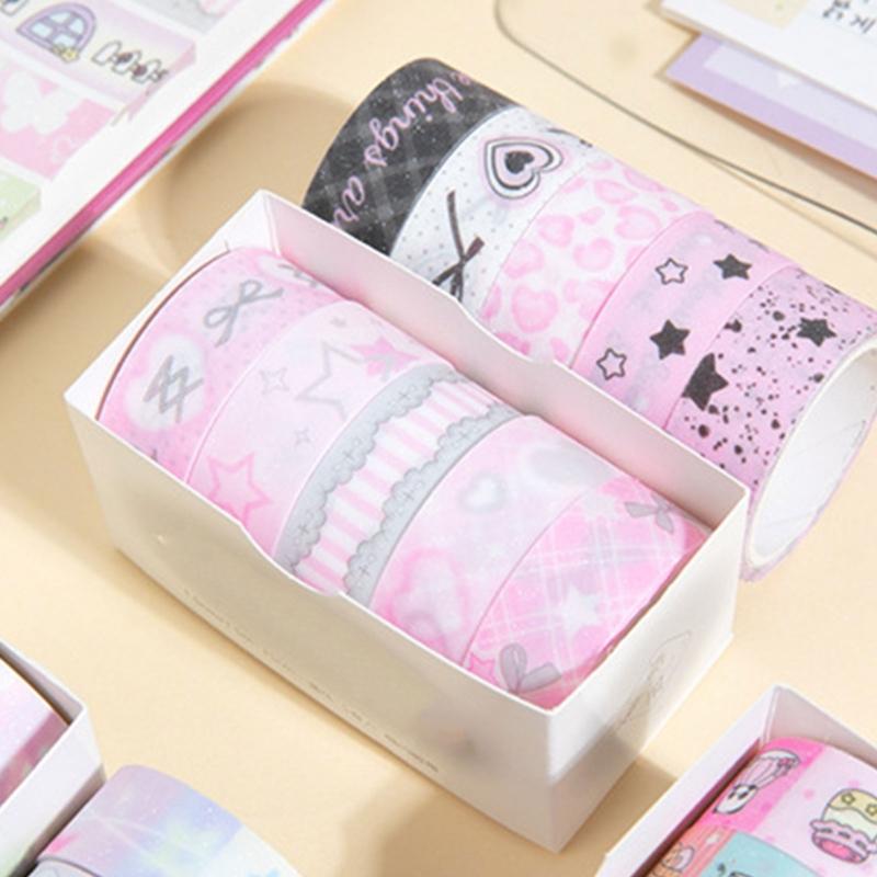 5Pieces Sweet Themed Washi Tape Rolls Creative Decorative Tape Stickers for Journals And Handmade Projects Craft Supply