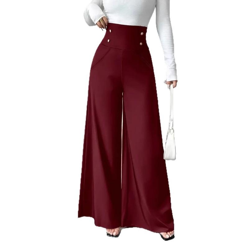 Damen S High Waist Weite Hosen mit Taschen für die Büroarbeit