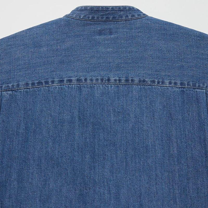UNIQLO SS22 Loose Fit Denim Long Sleeve Shirt Unisex shirts Light-Blue 444639-64