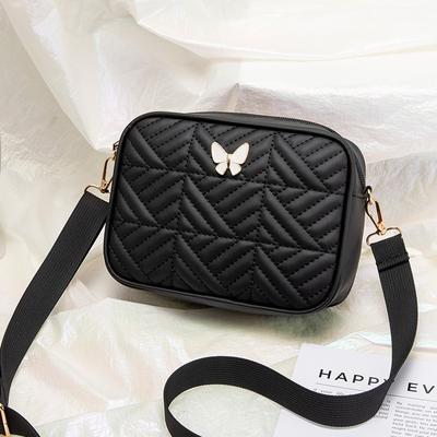 Women's Bag Simple Embroidery Thread Bag Fashion Camera Bag Wide Shoulder Strap Single Shoulder Messenger Bag Women's Bag One Piece